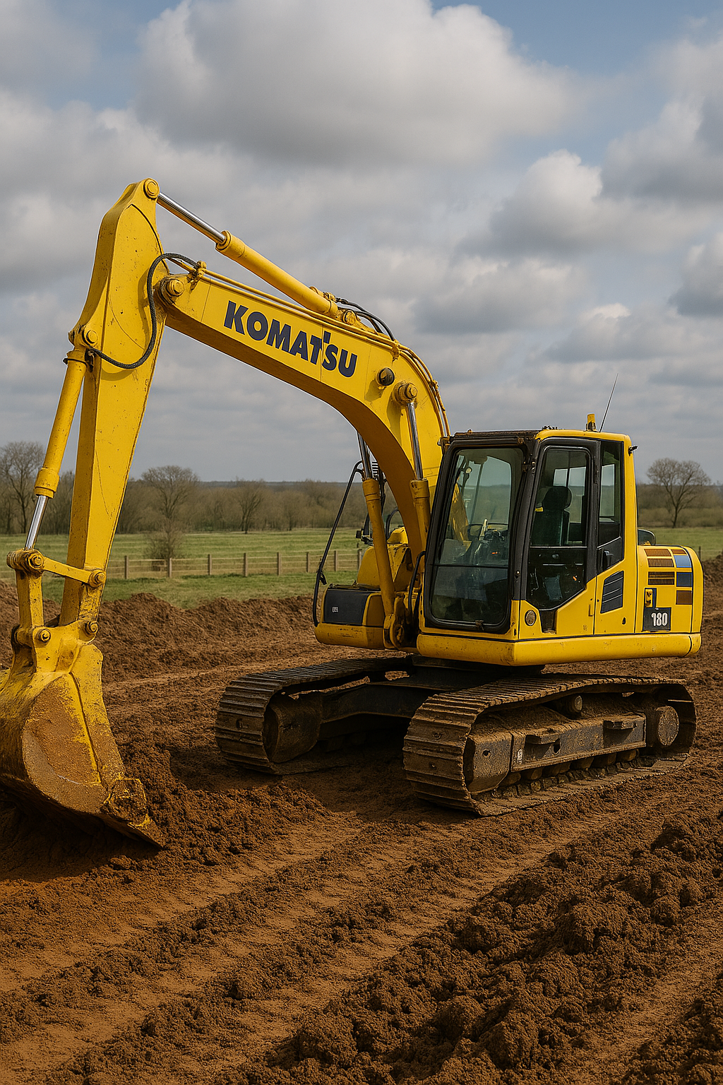 Escavadeira hidráulica em terraplanagem