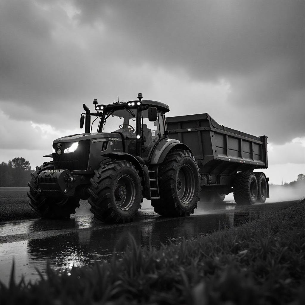 Máquina pesada em operação noturna